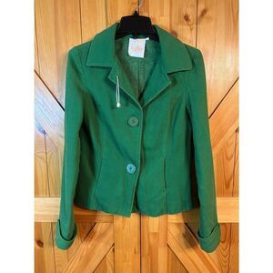 Tulle Womens Green Corduroy 2 Button Lined Blazer Jacket Size Medium (5150)
